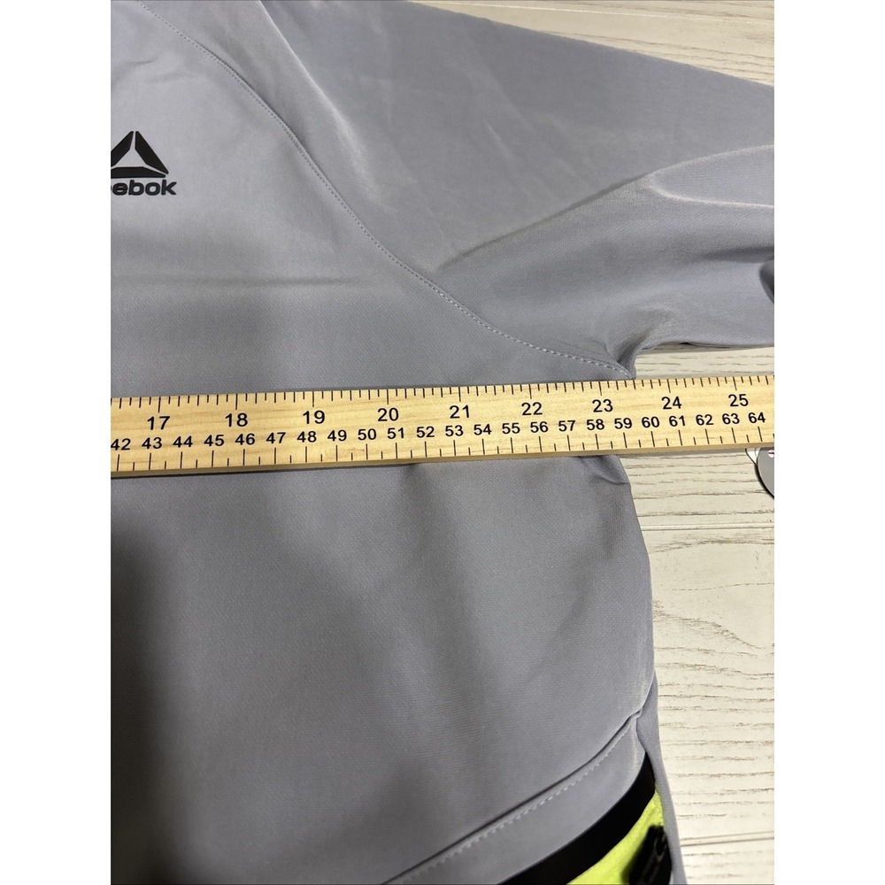 Reebok Classic Mens Grey Neon Full Zip Hooded Windbreaker Jacket REM251JK02 M - Picture 12 of 15